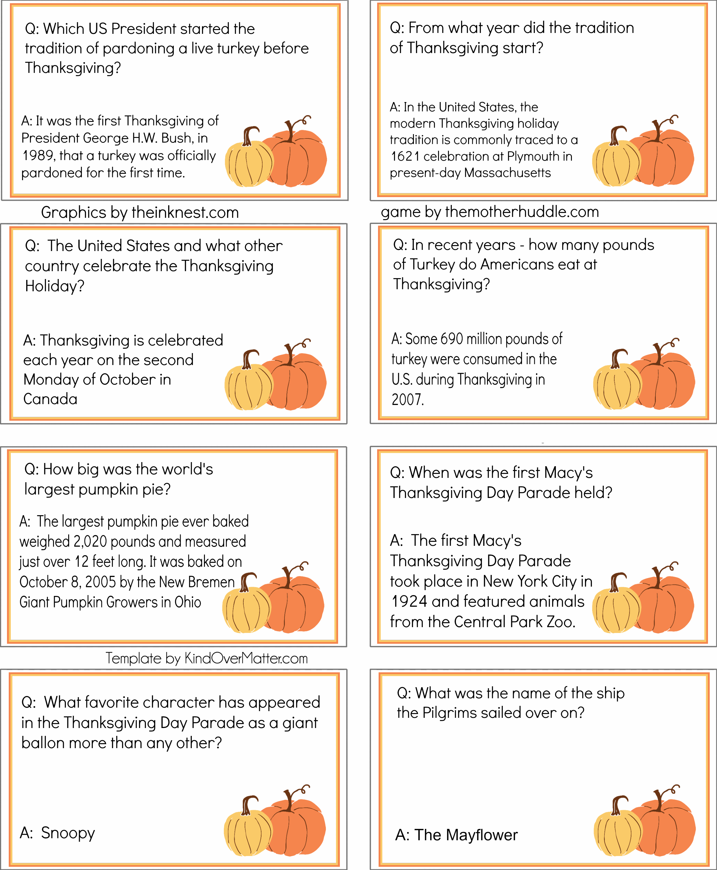 Thanksgiving Jeopardy Game